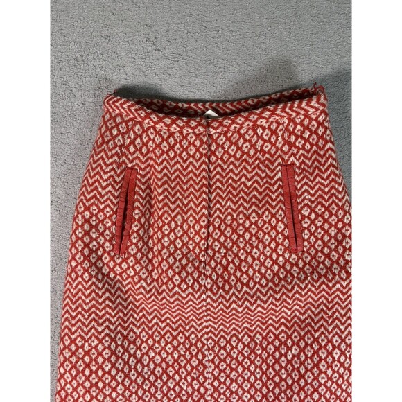 VTG Country Set Union Made Red White Knitted Diamond Geometric 24” Waist Skirt - Picture 3 of 11